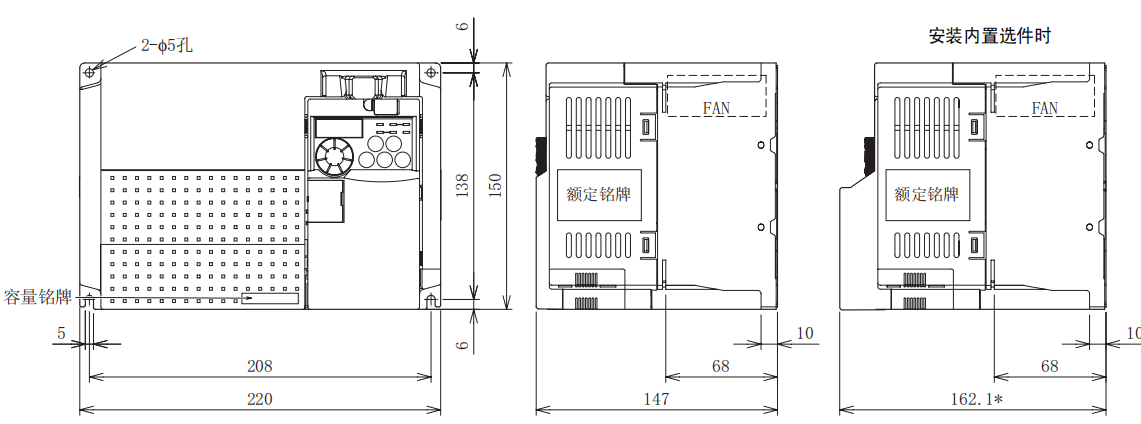 FR-E740-5.5K、7.5K-CHT尺寸圖